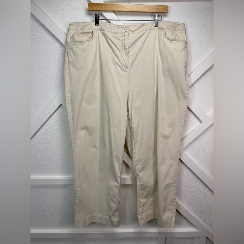 Eileen Fisher Beige Stretch Crop Pants Cotton Tencel Blend Hemmed Size 3X